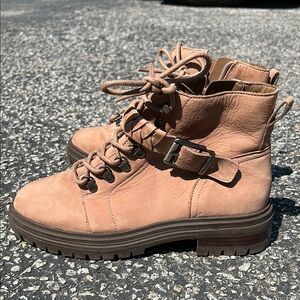 Vince Camuto Tan Combat Boots with Lace-Up Design
